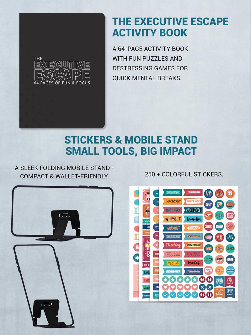 DOODLE Productivity Pro Planner Gift Set 2026 | A5 Executive Planner (288 Pages) + Desk Calendar + Activity Book + 4 Sticker Sheets + Mobile Stand | Smart Gift Box for Professionals & Executives - Image 4