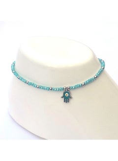Alwan Long Size Crystal Anklet with an Evil Eye in the Center of a Hamsa  - Image 3