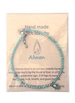 Alwan Long Size Crystal Anklet with an Evil Eye in the Center of a Hamsa  - Image 4