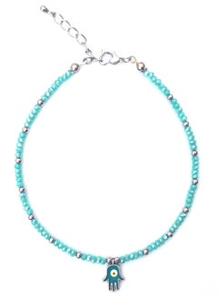 Alwan Long Size Crystal Anklet with an Evil Eye in the Center of a Hamsa  - Image 2