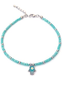 Alwan Long Size Crystal Anklet with an Evil Eye in the Center of a Hamsa  - Image 1