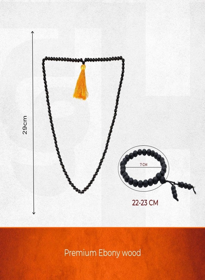 Divine Hindu Karungali Malai Mala 108 Beads & Karungali Bracelet | Combo | Lab Tested | Black Ebony Wood, Traditional Spiritual Set for Pooja, Meditation, Energy, Healing | For Men & Women | 6mm - Image 2