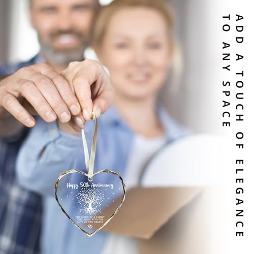 SUCHAGIFT 50th Anniversary Marriage Gifts for Couple - 50th Anniversary Wedding Gifts - 50 Wedding Ornaments for Couple, Her Him, Wife Husband, Parents - Glass Ornament - Image 4