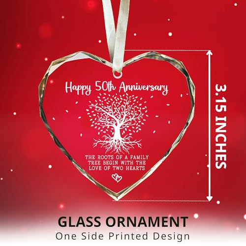 SUCHAGIFT 50th Anniversary Marriage Gifts for Couple - 50th Anniversary Wedding Gifts - 50 Wedding Ornaments for Couple, Her Him, Wife Husband, Parents - Glass Ornament - Image 2