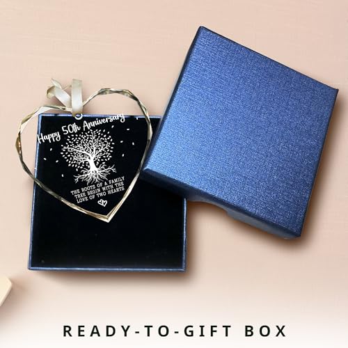 SUCHAGIFT 50th Anniversary Marriage Gifts for Couple - 50th Anniversary Wedding Gifts - 50 Wedding Ornaments for Couple, Her Him, Wife Husband, Parents - Glass Ornament - Image 3
