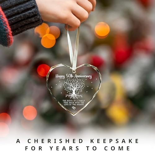 SUCHAGIFT 50th Anniversary Marriage Gifts for Couple - 50th Anniversary Wedding Gifts - 50 Wedding Ornaments for Couple, Her Him, Wife Husband, Parents - Glass Ornament - Image 5