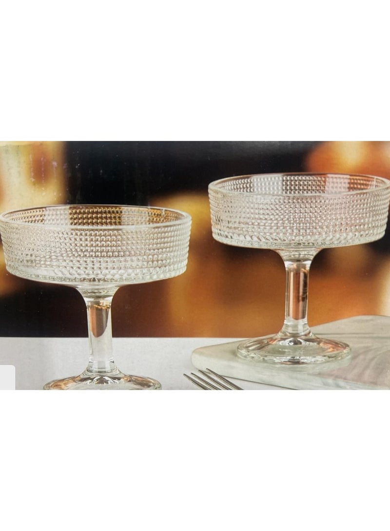 طقم أوعية تقديم أيس كريم من قطعتين زجاج شفاف - Image 1