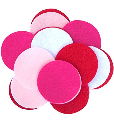 Playfully Ever After Pink, Light Pink, Red & White Craft Felt Circles (4 Inch - 15pc) - Image 5