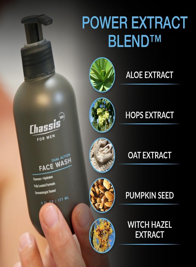 شاسيه غسول الوجه شاسيس 360 ثنائي المفعول - غسول مرطب ومتحكم في الزيوت للرجال مع النياسيناميد وفيتامين سي وحمض الهيالورونيك - خالٍ من الفثالات والبارابين والكبريتات - منظف غير معطر - 6 أونصة سائلة - Image 4