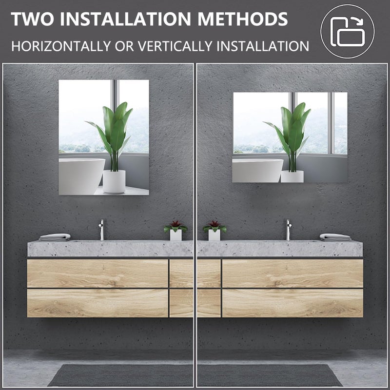 QEEYON 16 x 12'' Glass Wall Mirror Tile Self Adhesive Frameless High Clear Mirror Sheet Wall Decor for Bedroom, Living Room, Bathroom, Home Gym, Hallway, Door etc (1pcs) - Image 4