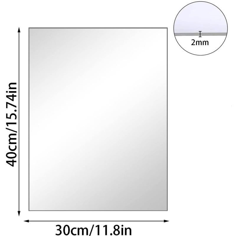 QEEYON 16 x 12'' Glass Wall Mirror Tile Self Adhesive Frameless High Clear Mirror Sheet Wall Decor for Bedroom, Living Room, Bathroom, Home Gym, Hallway, Door etc (1pcs) - Image 2