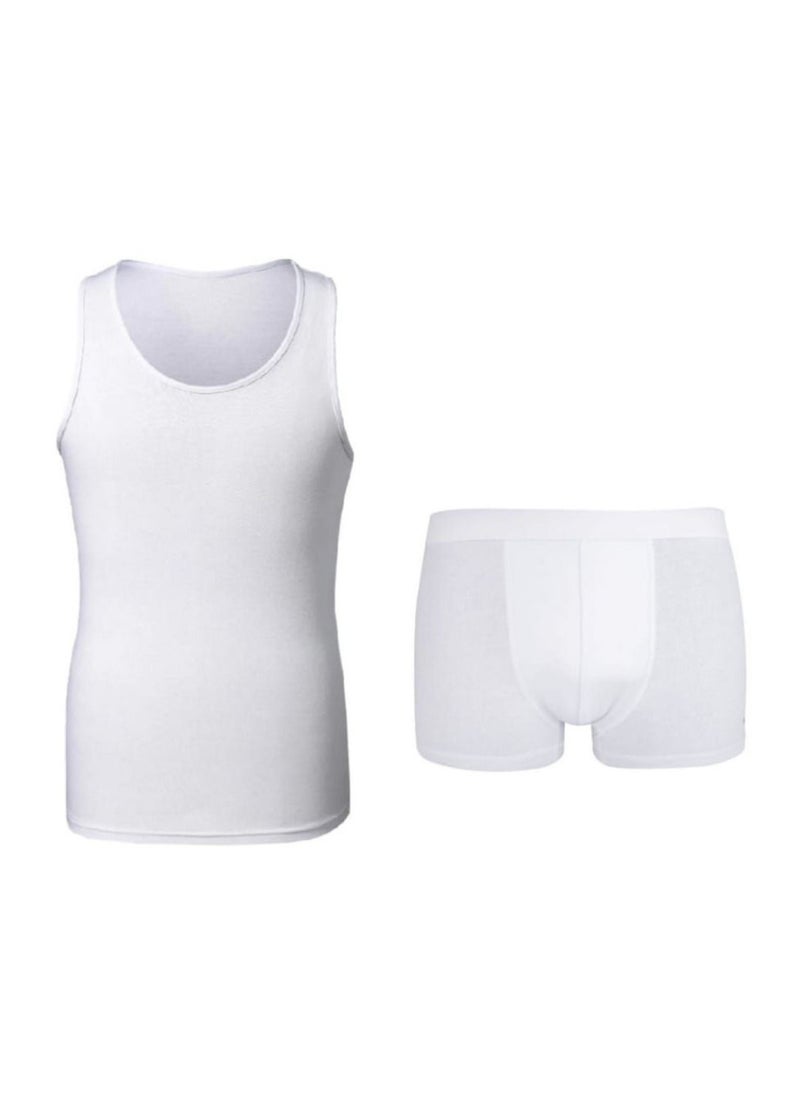 Generic Boxer Style Shirt + Underpants Set Size S - White  - Image 1