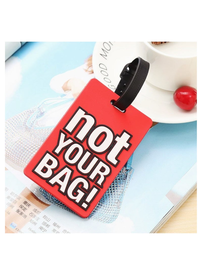 Cuisine Art Luggage Tag with Name ID Card, Personalized Identifier ID Labels, Flexible PVC Travel Tags, Secure Travel Luggage Labels for Baggage Identity, Suitcase Tag  – "NOT YOUR BAG" Text, Red  3-Piece Set - Image 2