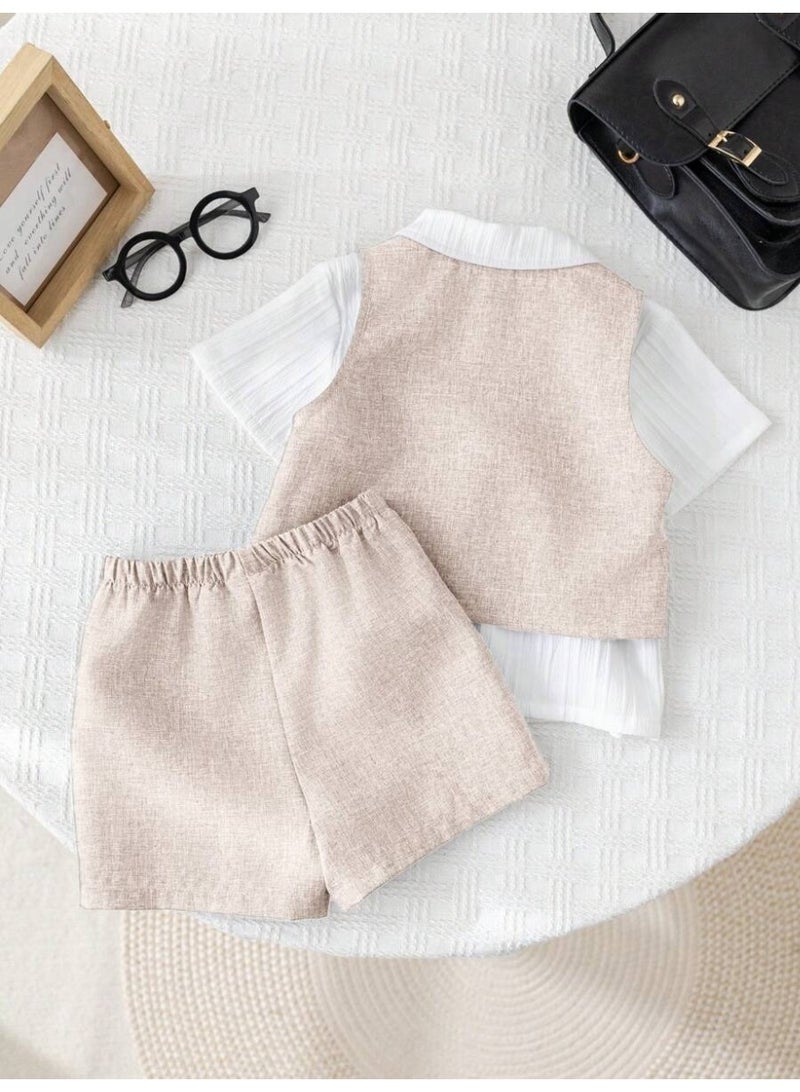 Baby Boy Formal Outfit Set – Elegant Vest and Shorts Suit , Stylish Gentleman Clothing Set for Toddlers, Perfect for Weddings, Parties & Special Occasions size 12- 18 Month - Image 5