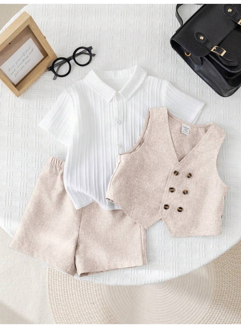 Baby Boy Formal Outfit Set – Elegant Vest and Shorts Suit , Stylish Gentleman Clothing Set for Toddlers, Perfect for Weddings, Parties & Special Occasions size 12- 18 Month - Image 2
