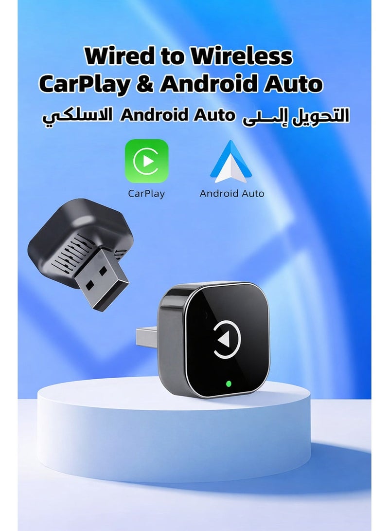 Sisily Wireless CarPlay & Android Auto Adapter, Plug & Play USB Dongle, Converts Wired Car System to Wireless, Bluetooth 5.0, OTA Update, 2.4G/5G WiFi, Low-Latency Connection - Image 1