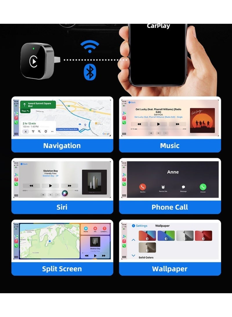 Sisily Wireless CarPlay & Android Auto Adapter, Plug & Play USB Dongle, Converts Wired Car System to Wireless, Bluetooth 5.0, OTA Update, 2.4G/5G WiFi, Low-Latency Connection - Image 4