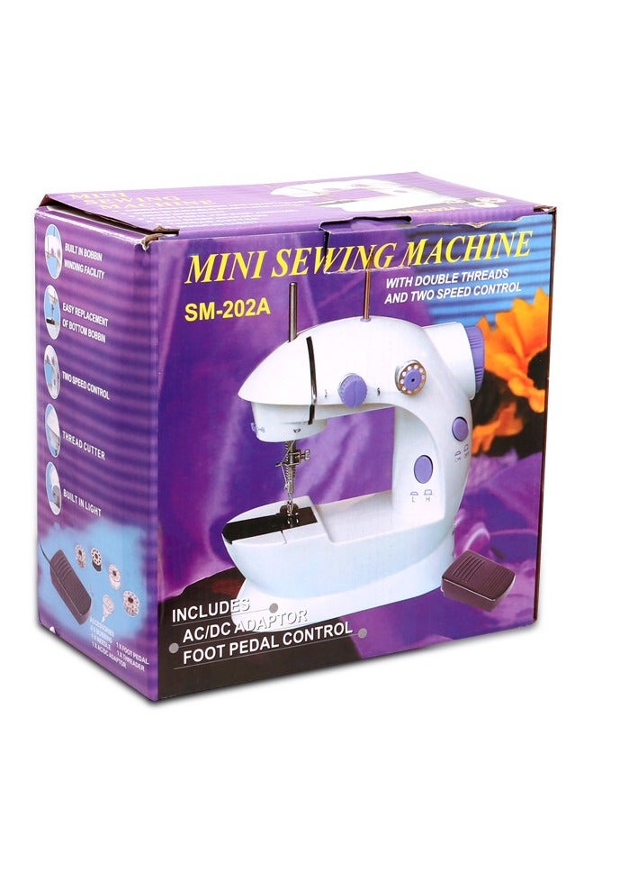 Mini Portable Sewing Machine 2-Speed Double Thread Electric Household Multifunction Sewing Machin with Light Cutter Foot Pedal - Image 1