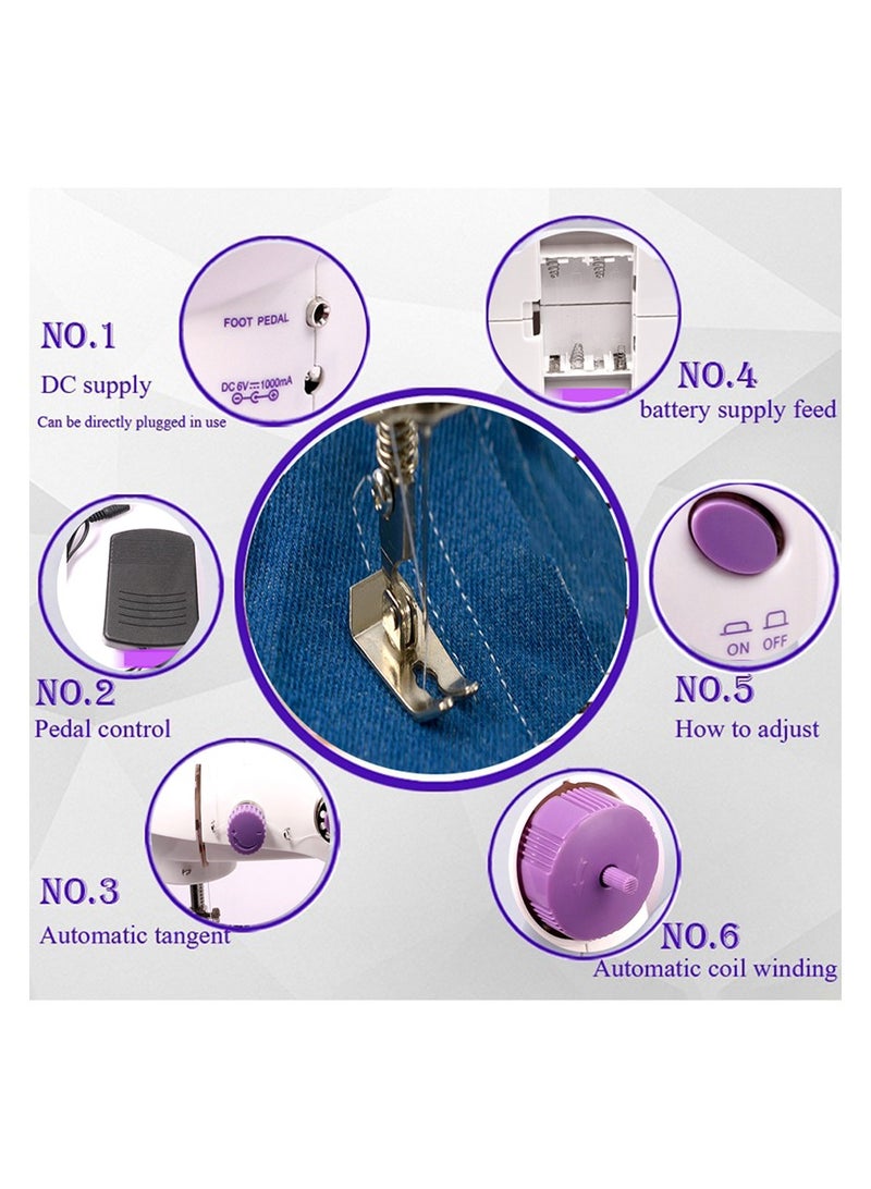 Mini Portable Sewing Machine 2-Speed Double Thread Electric Household Multifunction Sewing Machin with Light Cutter Foot Pedal - Image 3
