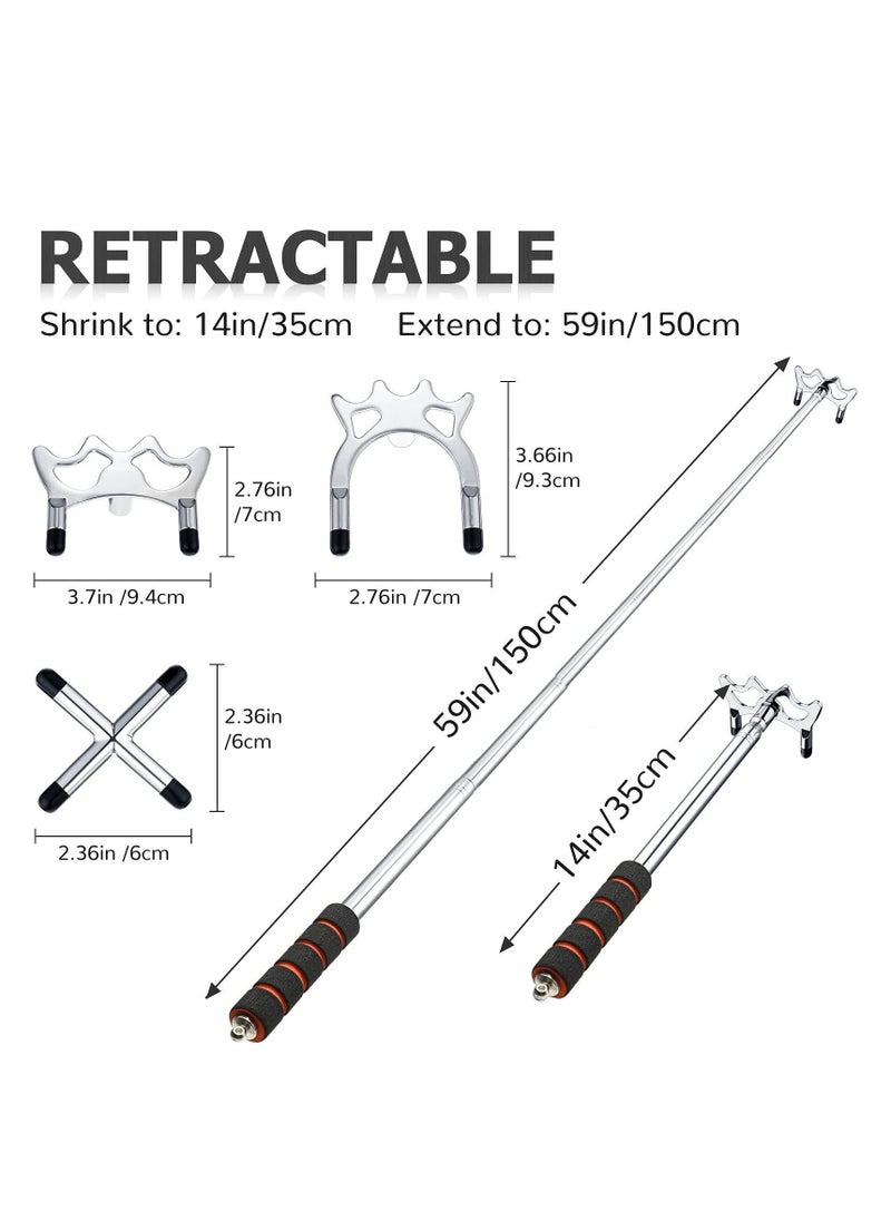 Generic Retractable Billiard Bridge Stand with 3 Pieces of Detachable Bridge Heads Easy Storage Light Weight Suitable for Pool Table  Snooker (Silver  Set of 4)  - Image 3