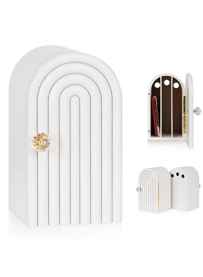 Lzttyee Phone Box for Family Time, Bamboo Cell Phone Jail, 3 Sections Hold 6 Phones, with Charging Holes, Phone Holder Self-Discipline Box, Help Kids Adults Focus Back, Mobile Phone Addiction (White) - Image 1