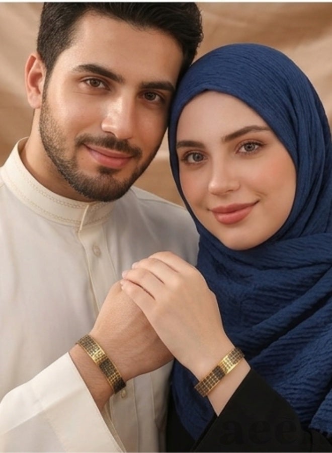 aeen 18K Gold Plated Stainless Steel Allah 99 Names Islamic Bracelet, Adjustable Arabic Calligraphy Bracelet, Muslim Religious Jewellery Gift for Men and Women - Image 4