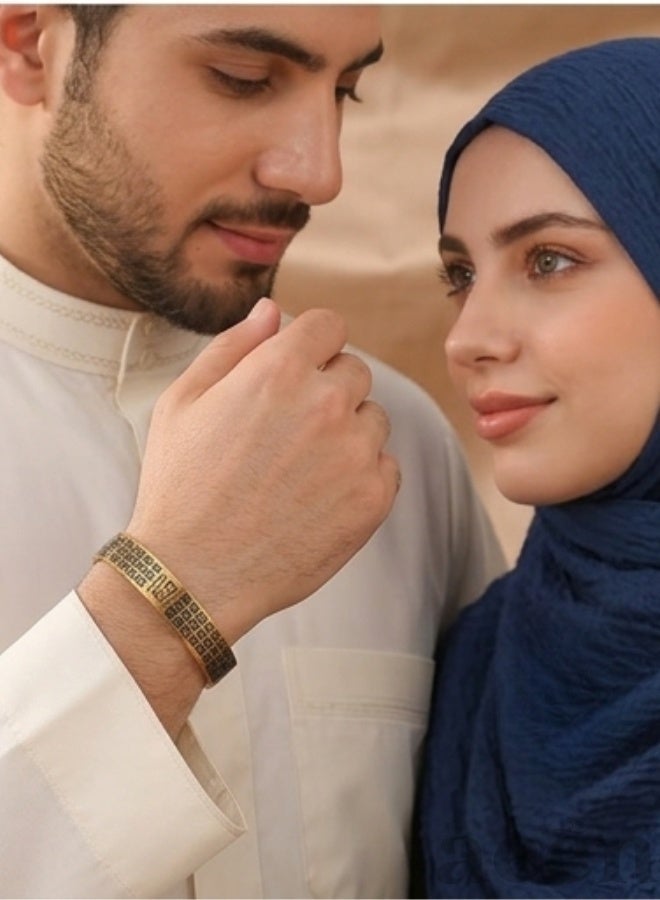 aeen 18K Gold Plated Stainless Steel Allah 99 Names Islamic Bracelet, Adjustable Arabic Calligraphy Bracelet, Muslim Religious Jewellery Gift for Men and Women - Image 5