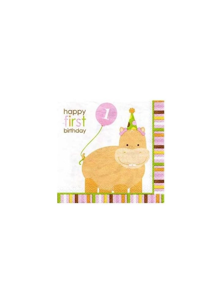 CREATIVE CONVERTING Creative Converting Sweet At One - Girl Lunch 3-Ply Napkins 16 Pieces  - Image 1