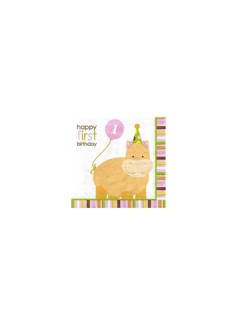 CREATIVE CONVERTING Creative Converting Sweet At One - Girl Lunch 3-Ply Napkins 16 Pieces  - Image 2