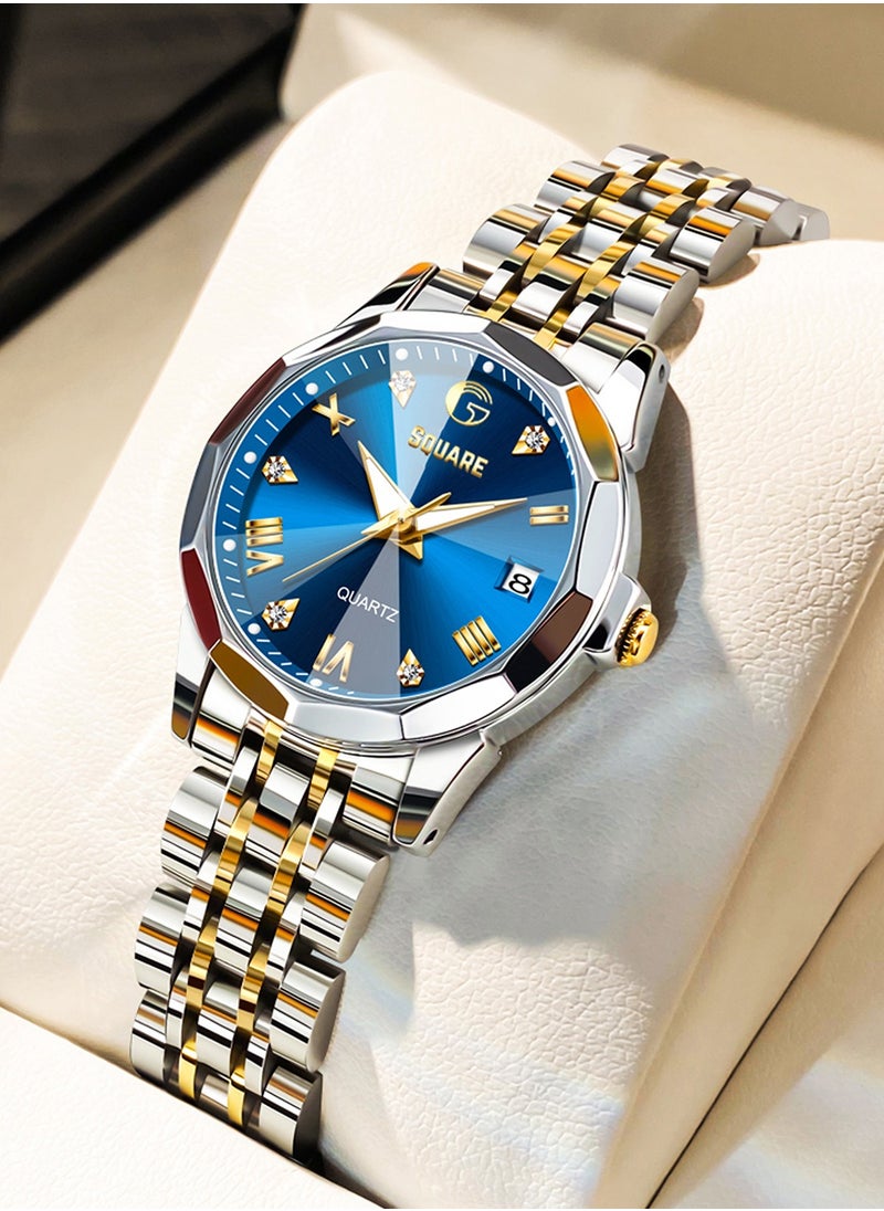 Gsquare Women Analog Quartz Blue Dial Stainless Steel Band Watch - 9931  - Image 2