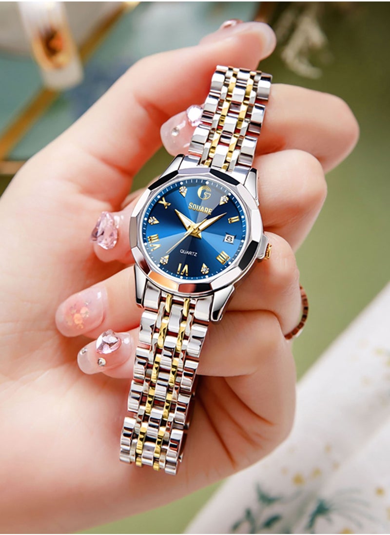 Gsquare Women Analog Quartz Blue Dial Stainless Steel Band Watch - 9931  - Image 3