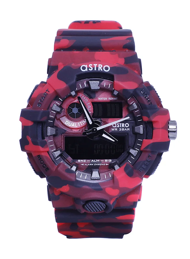 أسترو Astro Kids Quartz Movement Watch, Analog-Digital Display and Plastic Strap - A20806-PPRR, Red Camouflage