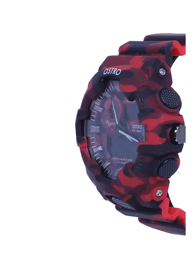 أسترو Astro Kids Quartz Movement Watch, Analog-Digital Display and Plastic Strap - A20806-PPRR, Red Camouflage
