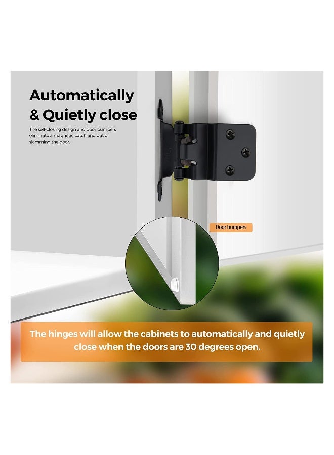 10-Pack Flush Matt Black Cabinet Hinges For Automatic Closing Of Kitchen/Bathroom/Furniture Cabinets And Doors - Image 4