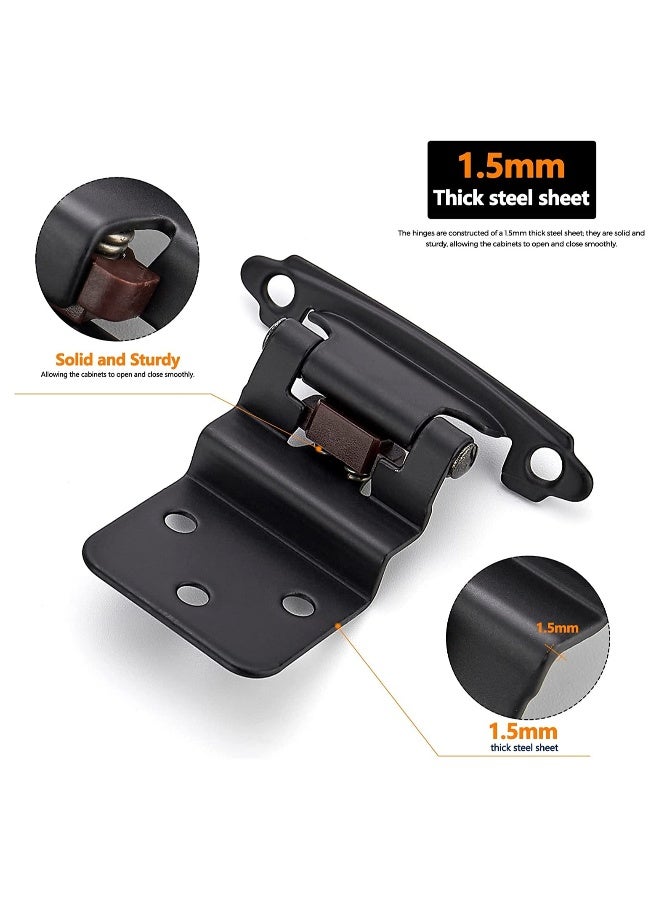 10-Pack Flush Matt Black Cabinet Hinges For Automatic Closing Of Kitchen/Bathroom/Furniture Cabinets And Doors - Image 2