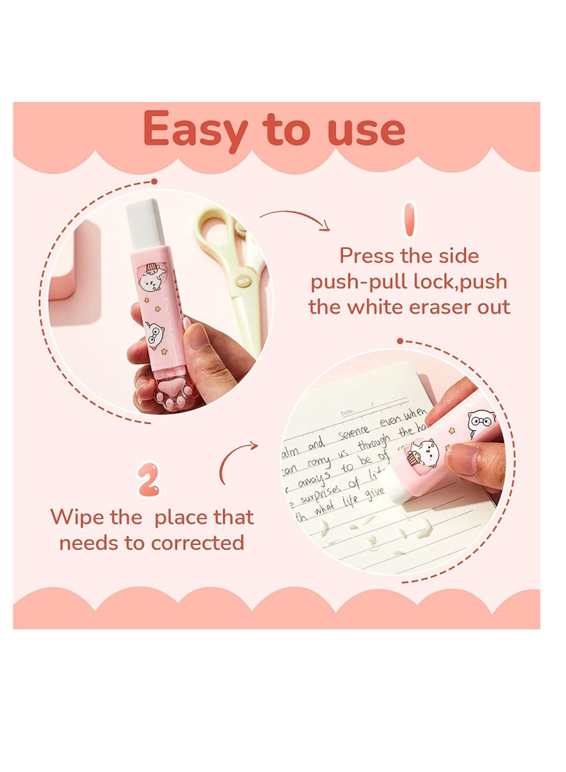 Captaintech Erasers Cat Paw Shaped   Push Pull Design Retractable Erasers Pastel Aesthetic Erasers Pencil Kawaii Eraser   Rubber for Kids Students School Office Stationery Supplies 8 Pcs - Image 4