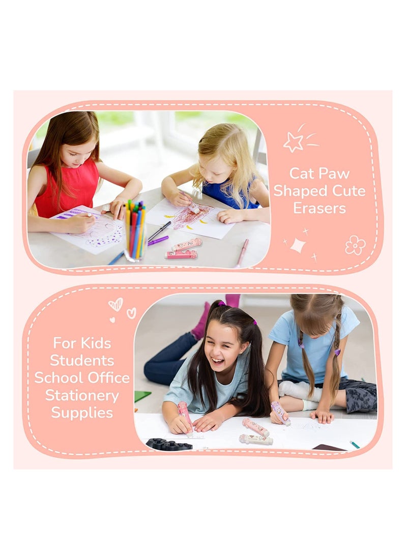 Captaintech Erasers Cat Paw Shaped   Push Pull Design Retractable Erasers Pastel Aesthetic Erasers Pencil Kawaii Eraser   Rubber for Kids Students School Office Stationery Supplies 8 Pcs - Image 3