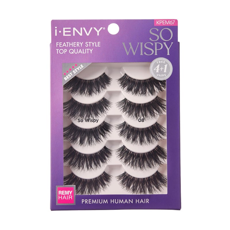 iENVY 5 Pairs So Wispy False Lashes Premium Quality 100 Human Hair Fluffy Feathered Eyelashes With Volume  Curl Natural Look Lightweight Comfortable Reusable for Everyday Wear
