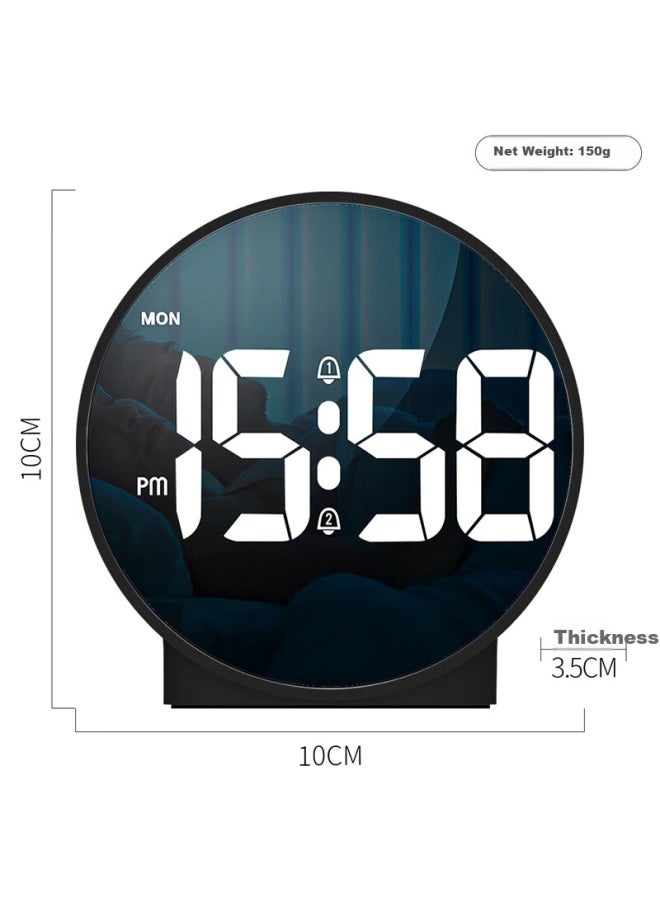 Hense Simple Desktop Electronic Clock, Creative Table Clock, Fashionable Alarm Clock, Bedroom Bedside Clock Ha816 Black - Image 3