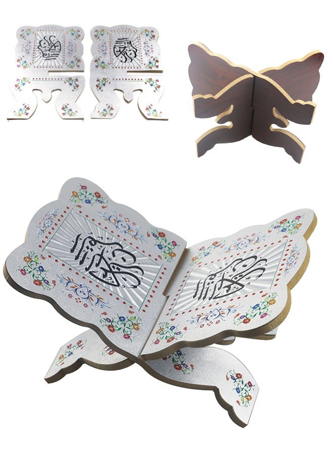 Traditional Wooden Quran Stand Detachable Quran Holder with Exquisite Patterns Scratch Resistant & Durable Prayer Book Stand Lightweight Portable Ramadan Reading Shelf for Praying and Worship - Image 1