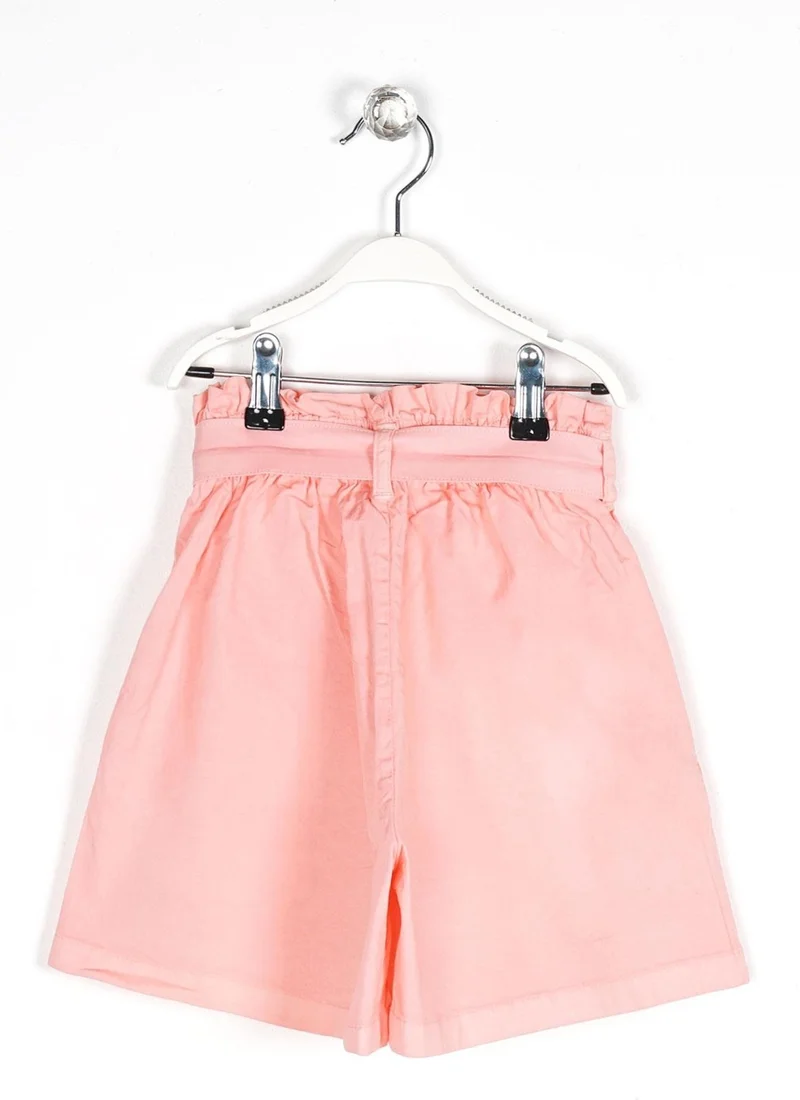 Zepkids Salmon Color Girl's Shorts with Pocket and Waist Belt