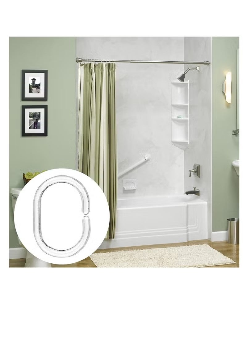 48 Pack Shower Curtain Ring Sliding Shower Curtain Ring Clamp Clear Plastic Curtain Ring Hook Bathroom Window Strip C Shape Anti-Rust Ring for Bathroom Shower, Dorm Bed Curtain Ring - Image 5