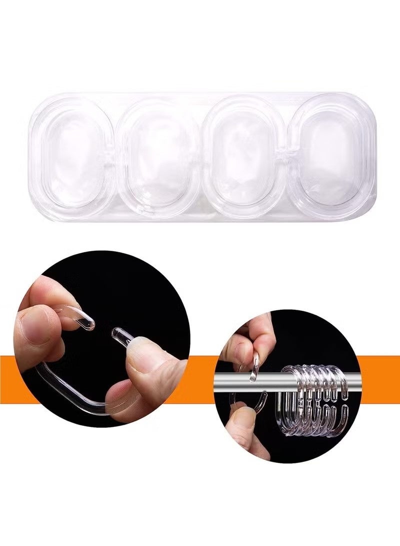 48 Pack Shower Curtain Ring Sliding Shower Curtain Ring Clamp Clear Plastic Curtain Ring Hook Bathroom Window Strip C Shape Anti-Rust Ring for Bathroom Shower, Dorm Bed Curtain Ring - Image 4
