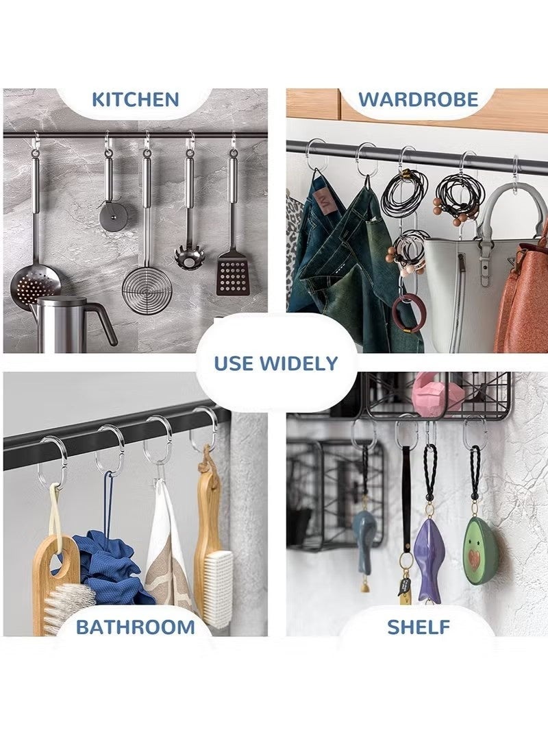 48 Pack Shower Curtain Ring Sliding Shower Curtain Ring Clamp Clear Plastic Curtain Ring Hook Bathroom Window Strip C Shape Anti-Rust Ring for Bathroom Shower, Dorm Bed Curtain Ring - Image 3