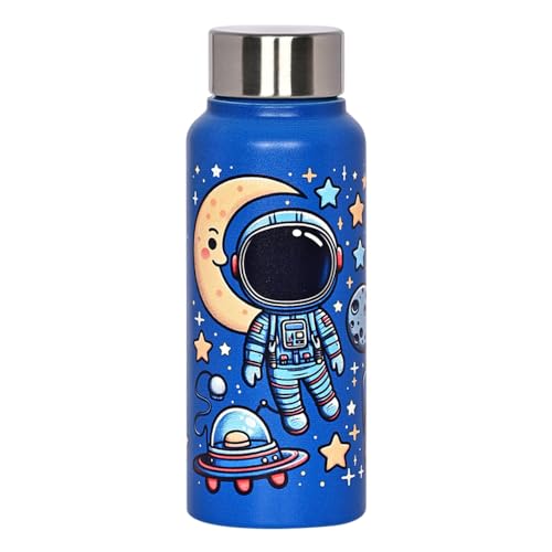 VELLORA Astronaut Animated Stainless Steel Sipper Bottle for Kids - Leak-Proof, 500 ml (Blue) - Image 1