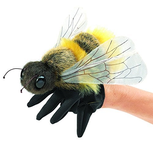 Folkmanis Honey Bee Hand Puppet Yellow Black 3028 - Image 1