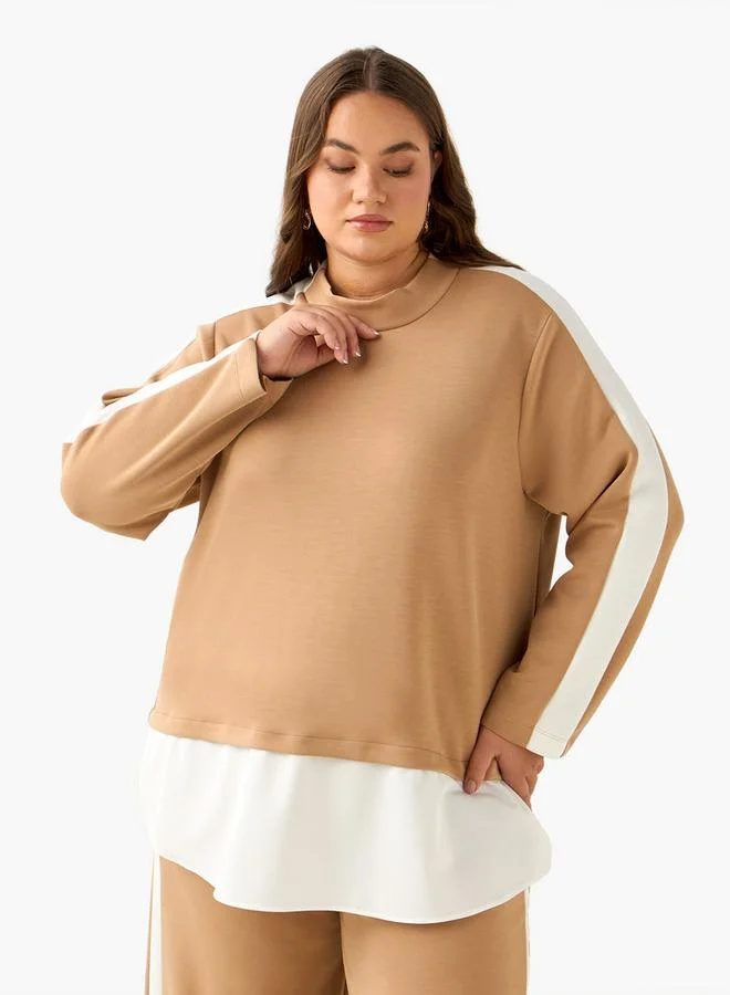  أولا بوبكن Ulla Popken Sweatshirt with Colourblock Design