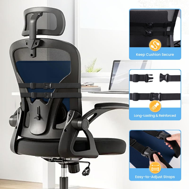 SweetSlubr Lumbar Support Pillow for Office Chair, Car Seats and Home Desks, Ergonomic Back Support with Double Adjustable Straps, Machine Washable Cover, Gray - Image 5