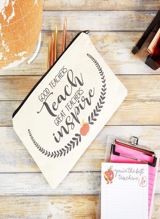 Bright Creations 5 Pack Teacher Pencil Pouches with Zipper - 9x6 Inch, 5 Designs, Ideal Gift for Teachers, Mentors & Professors - Multi-Purpose Bag for School Supplies or as a Teacher Makeup Bag - Image 2