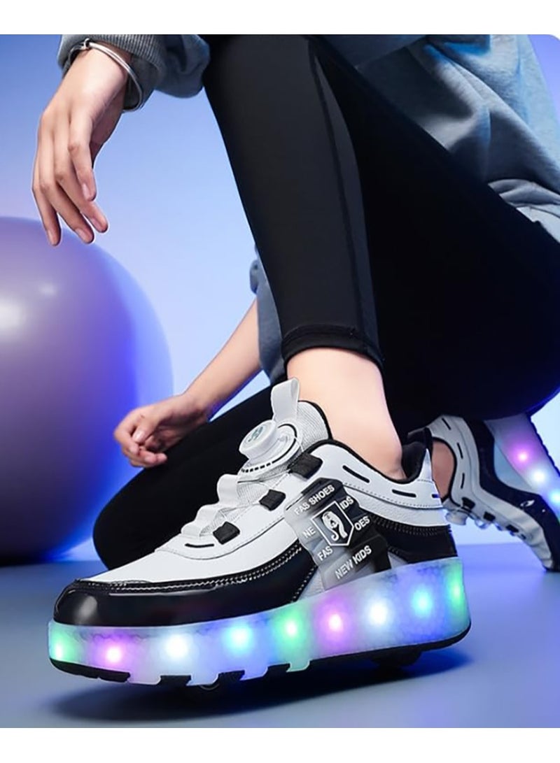 TAPIT Roller Skates Kids Roller Shoes Boys Girls Sneakers with Wheels Flashing Sport Sneaker Rechargeable Roller Skates Children's Gift (E) - Image 2